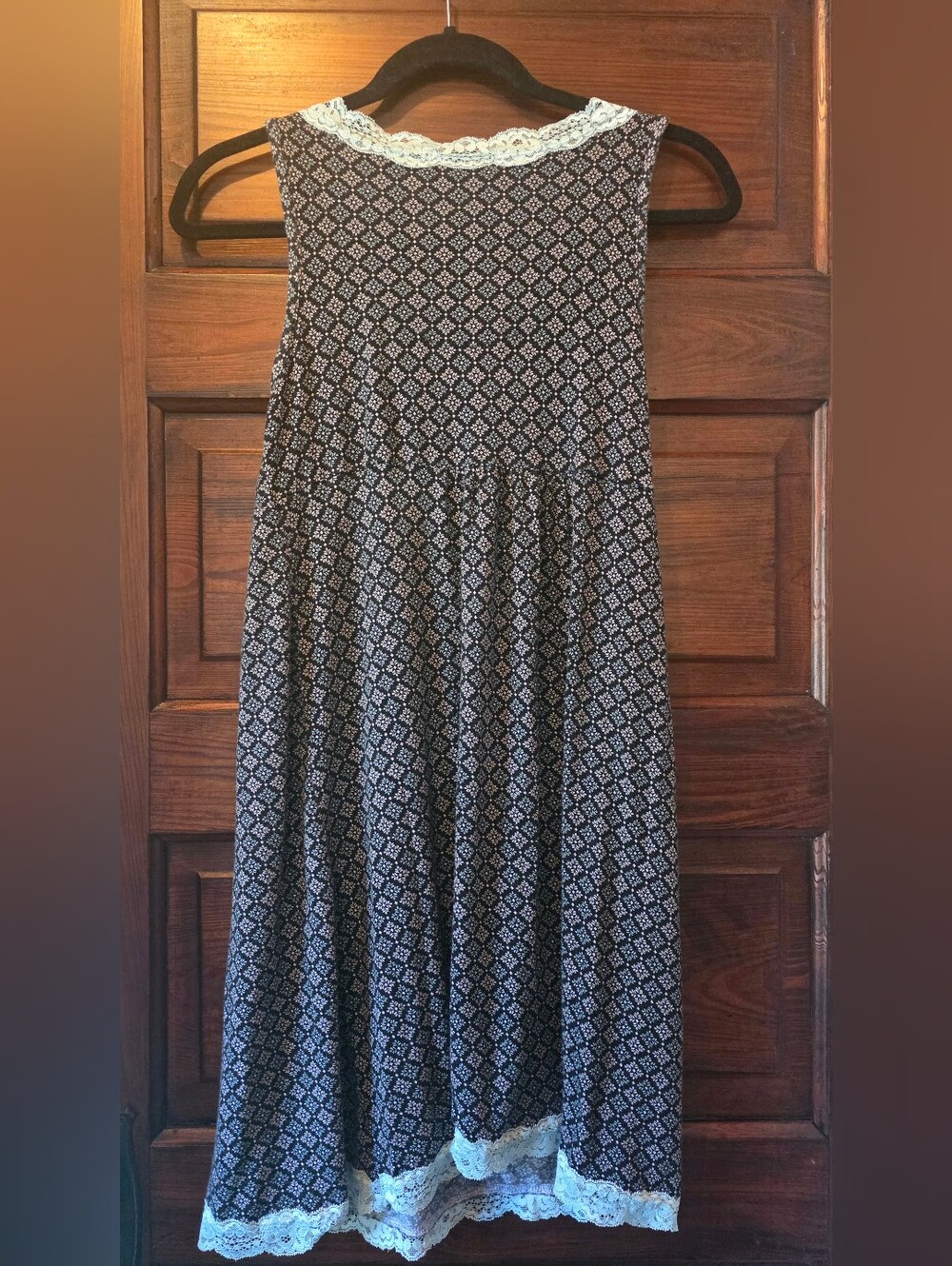 Rene Rofe Sleepwear Women's Lace Trimmed Sleeveless Nightgown Black Mint M - Picture 5 of 5